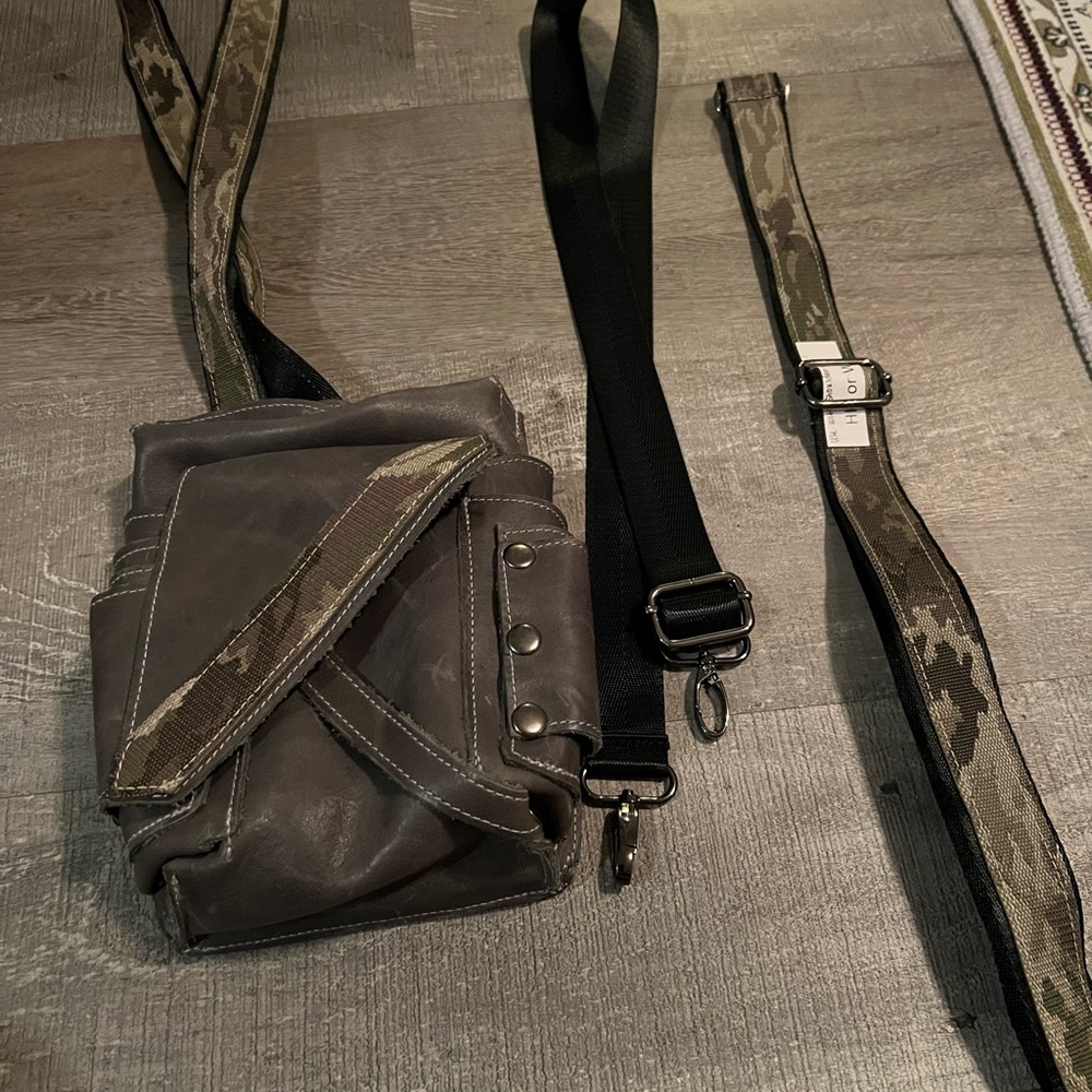 Leather Concealed Carry Transformer Bag Distressed Gray Handmade